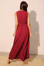 Textured Solid V-neck Maxi Dress | Mixtshop LLC