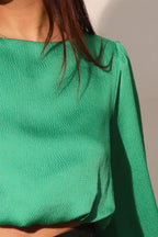Hammered Satin Long Sleeve Crop Top | Mixtshop LLC