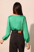 Hammered Satin Long Sleeve Crop Top | Mixtshop LLC