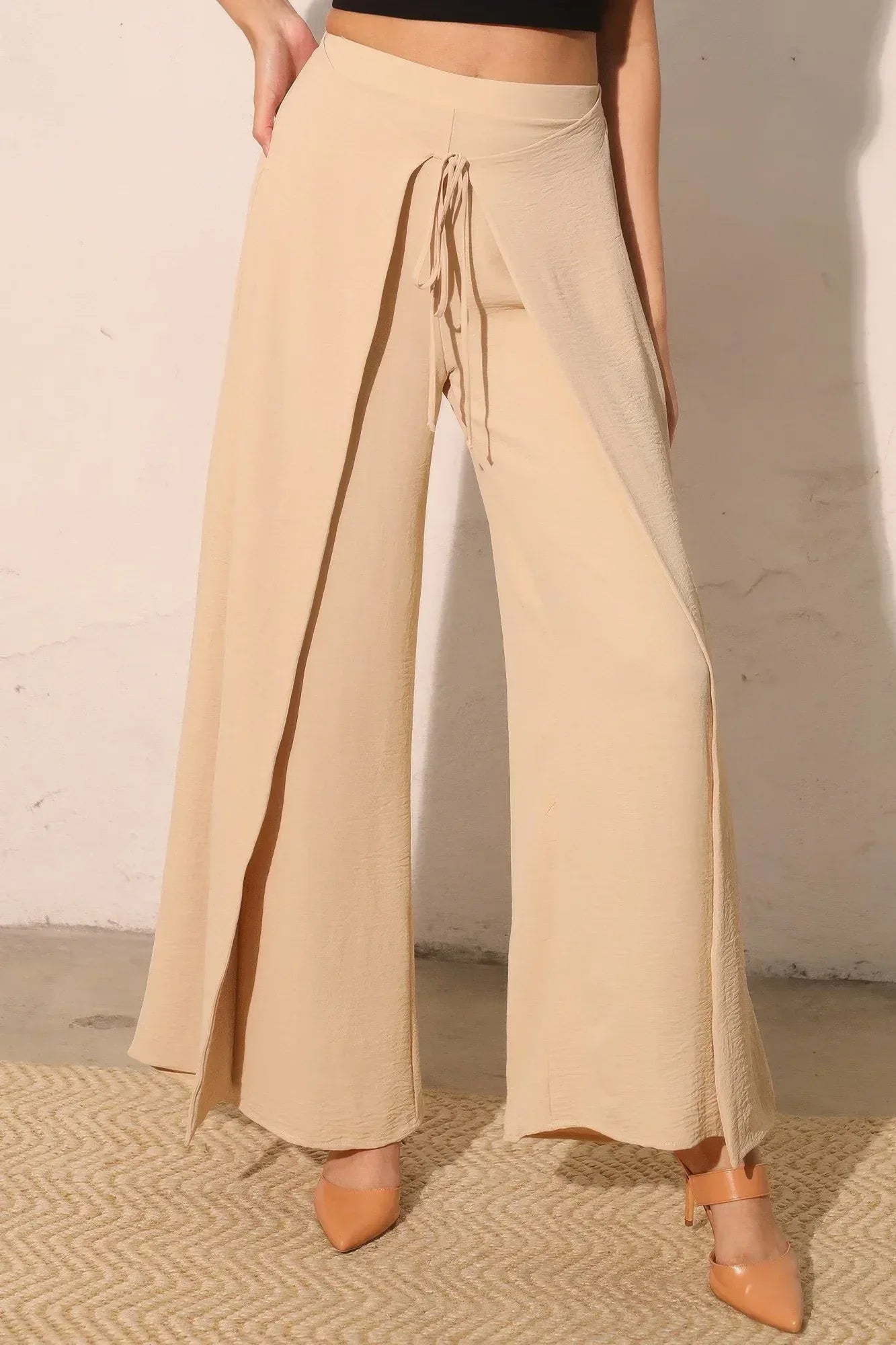 Matte Crepe Overlap Pants | Mixtshop LLC