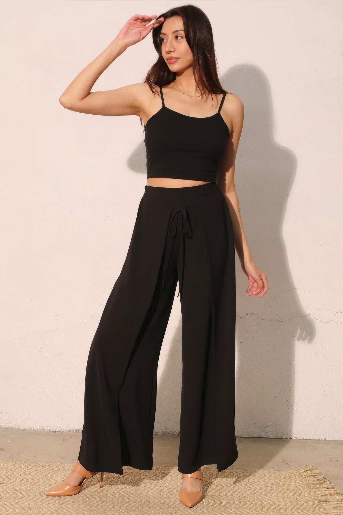 Matte Crepe Overlap Pants Secondary image
