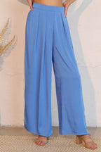 Washed Poly Silk Asymmetrical Pleated Pants | Mixtshop LLC