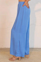 Washed Poly Silk Asymmetrical Pleated Pants | Mixtshop LLC