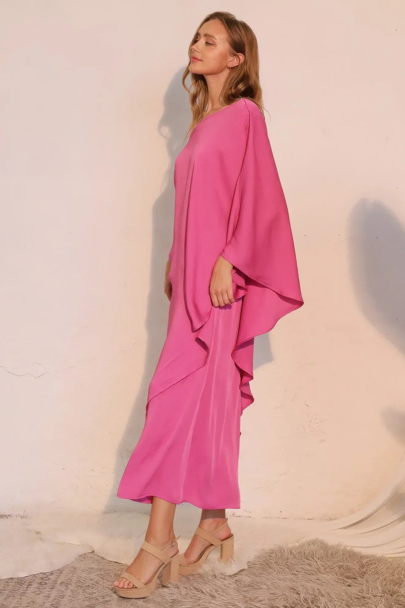 Washed Poly Silk Athena One Shoulder Maxi | Mixtshop LLC