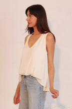 Washed Poly Silk Front Tucked Top | Mixtshop LLC