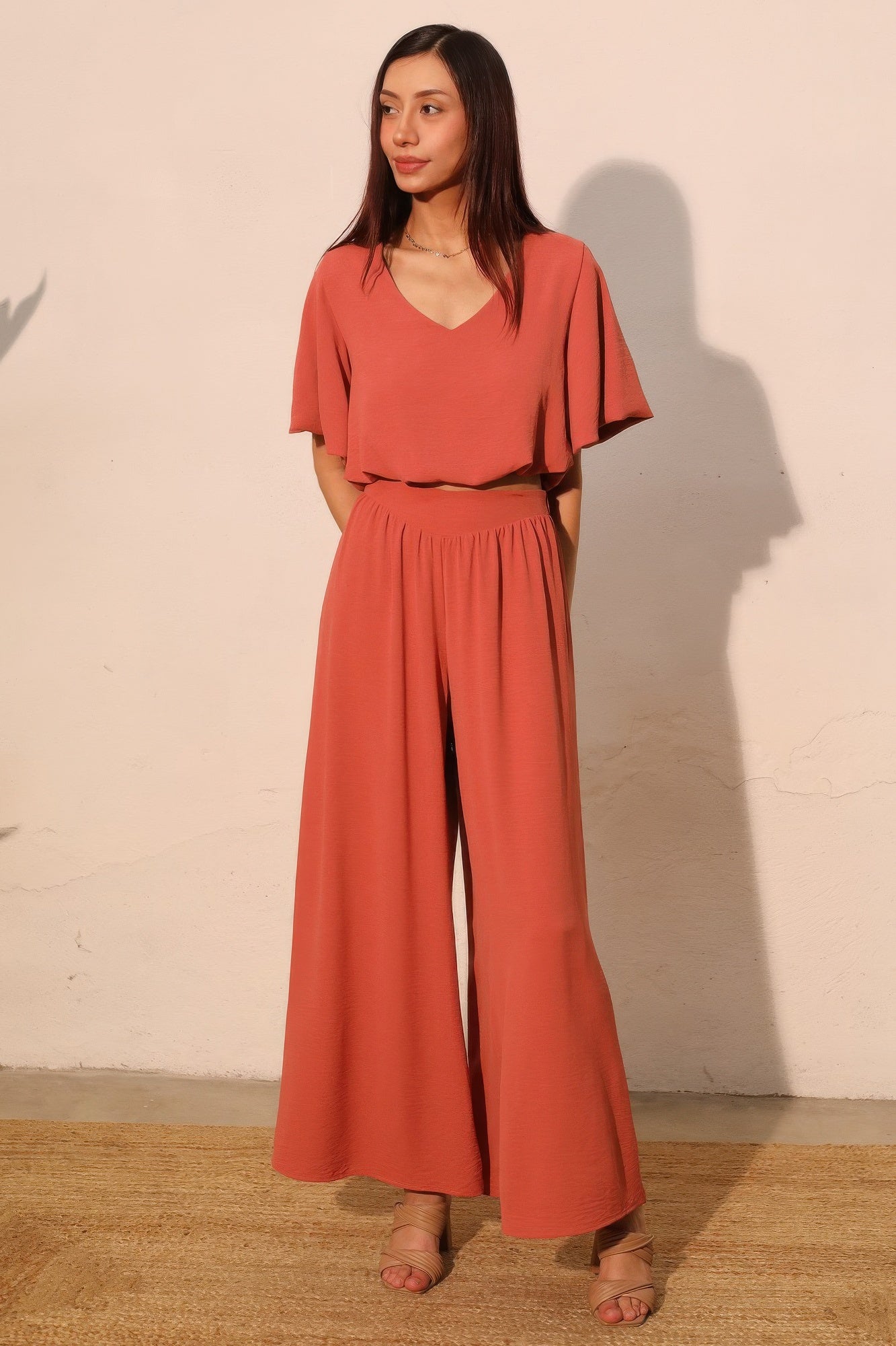 Matte Crepe Wide Leg Swing Pants Secondary image