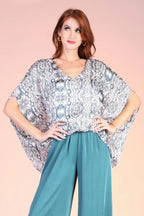 Bohemian Lurex Chiffon Caftan Top With Back Band | Mixtshop LLC