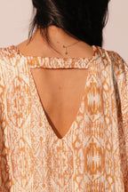 Bohemian Lurex Chiffon Caftan Top With Back Band | Mixtshop LLC