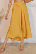 Washed Poly Silk Midi Swing Skirt | Mixtshop LLC