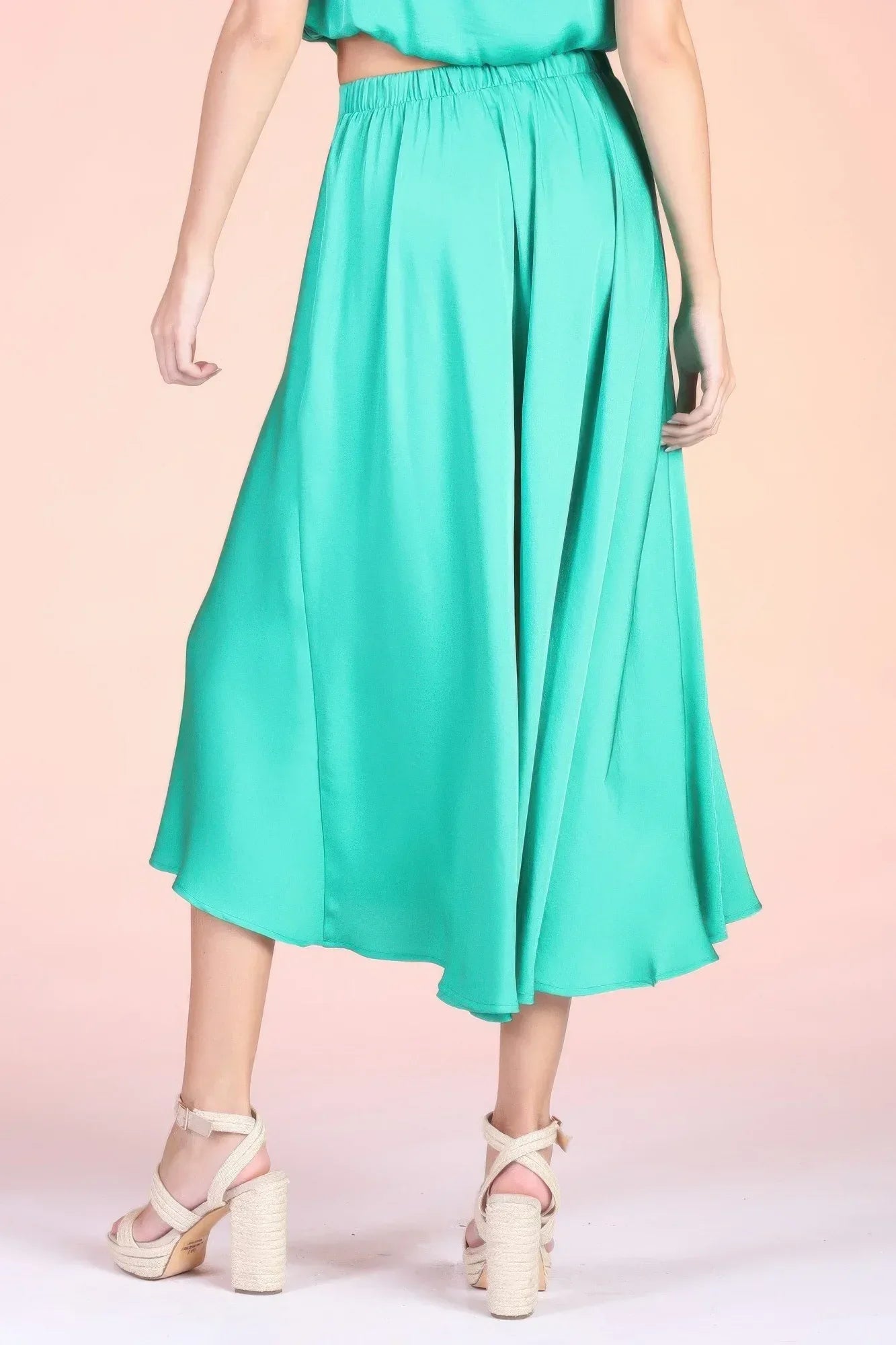 Washed Poly Silk Midi Swing Skirt | Mixtshop LLC