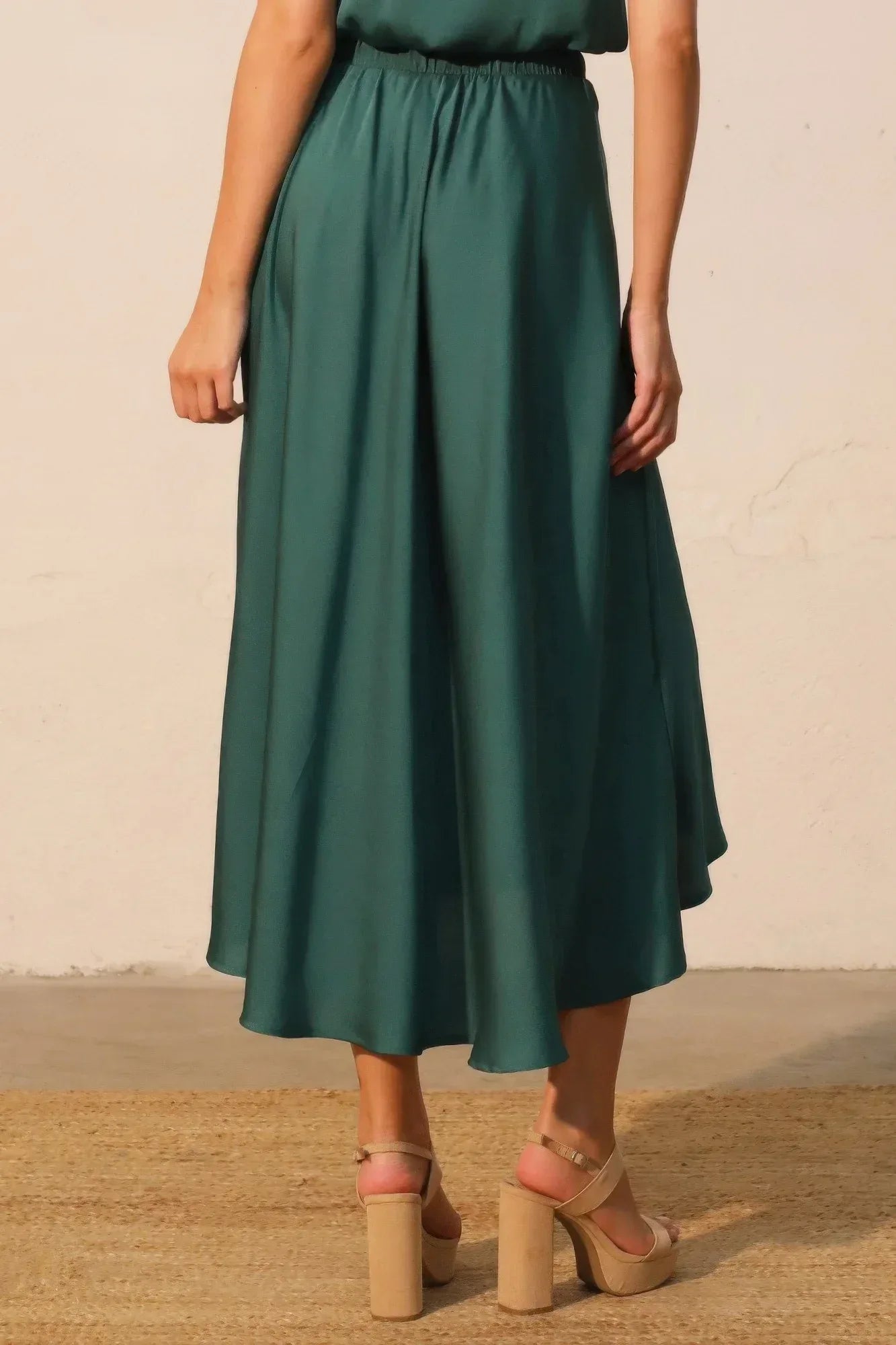 Washed Poly Silk Midi Swing Skirt | Mixtshop LLC