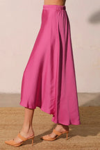 Washed Poly Silk Midi Swing Skirt | Mixtshop LLC
