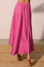 Washed Poly Silk Midi Swing Skirt | Mixtshop LLC