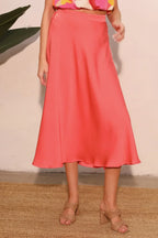 Washed Poly Silk Midi Swing Skirt | Mixtshop LLC