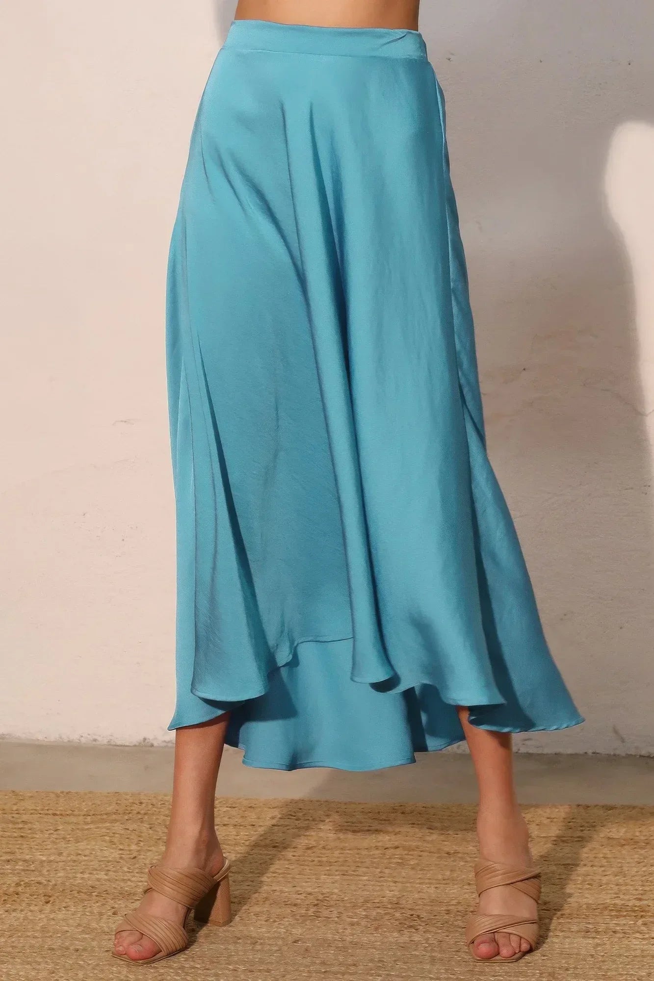 Washed Poly Silk Midi Swing Skirt | Mixtshop LLC