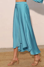 Washed Poly Silk Midi Swing Skirt | Mixtshop LLC
