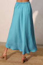 Washed Poly Silk Midi Swing Skirt | Mixtshop LLC