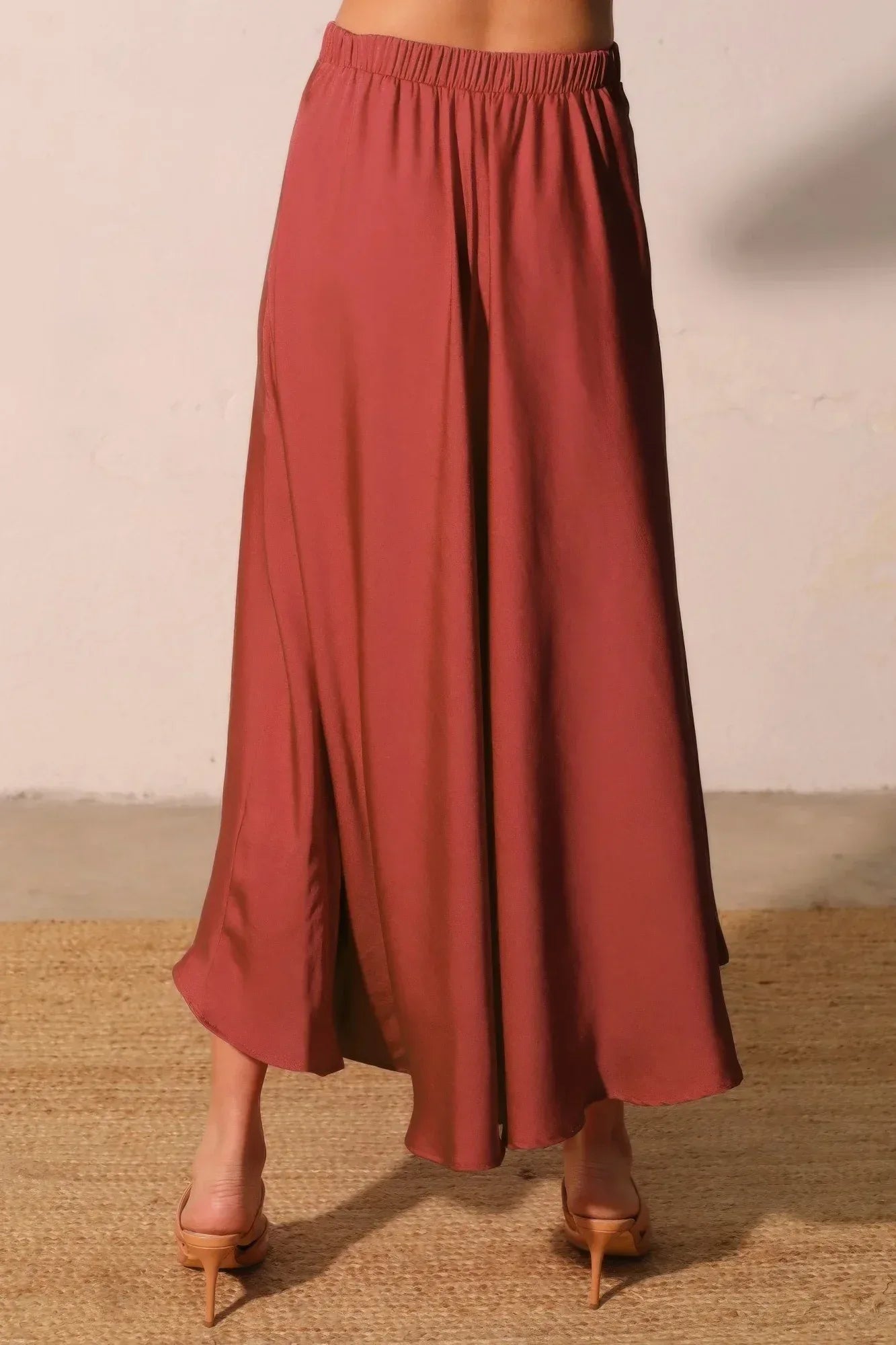 Washed Poly Silk Midi Swing Skirt | Mixtshop LLC