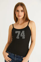 74 Rhinestones Lace Spaghetti Top | Mixtshop LLC