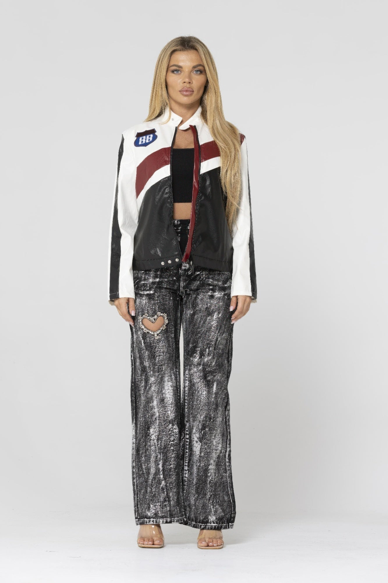 Color Block Pu Leather Jacket Secondary image