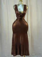 Cocoa Moonlight Shimmer Midi Dress | Mixtshop LLC