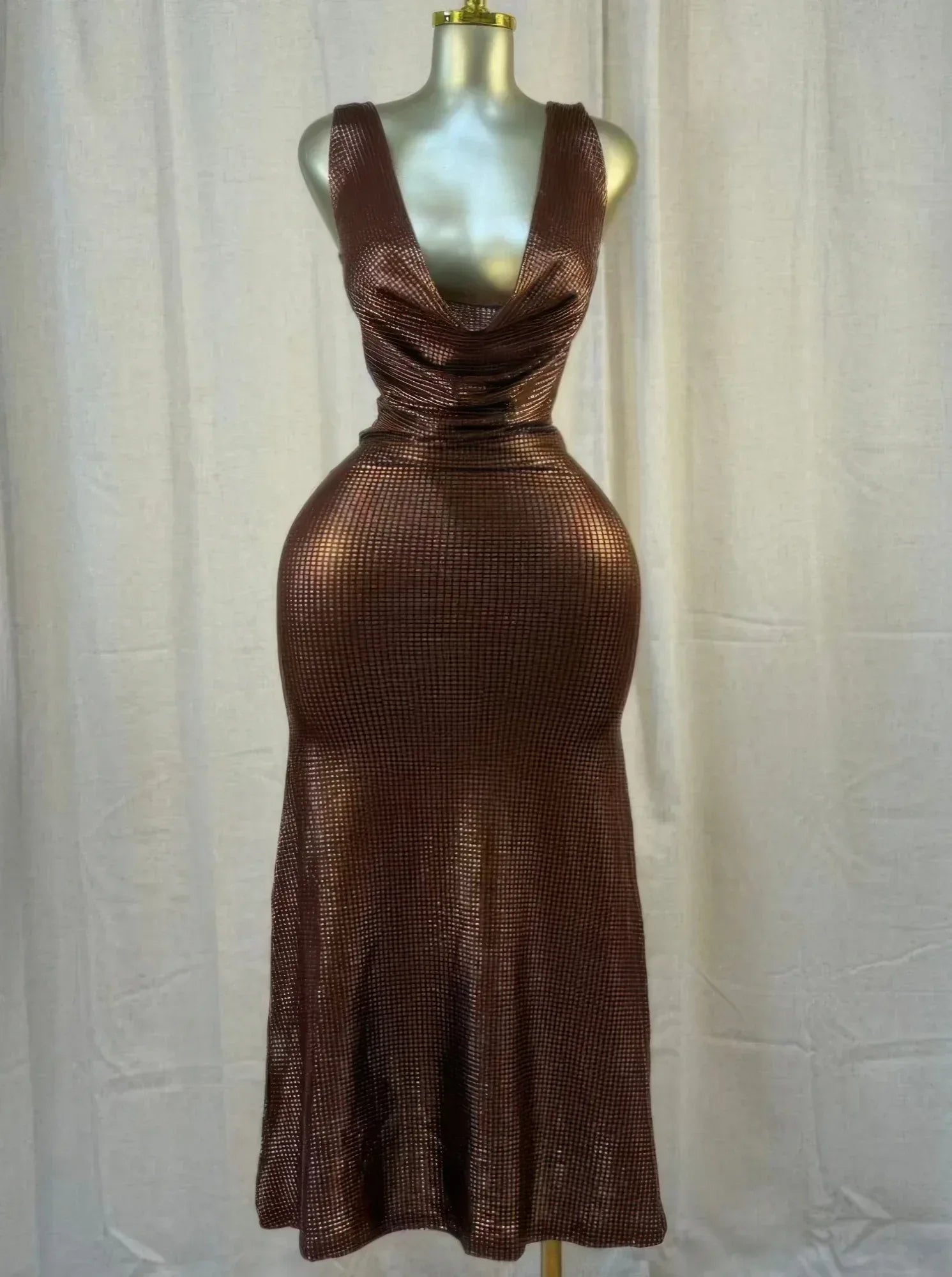 Cocoa Moonlight Shimmer Midi Dress | Mixtshop LLC