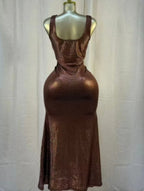Cocoa Moonlight Shimmer Midi Dress | Mixtshop LLC