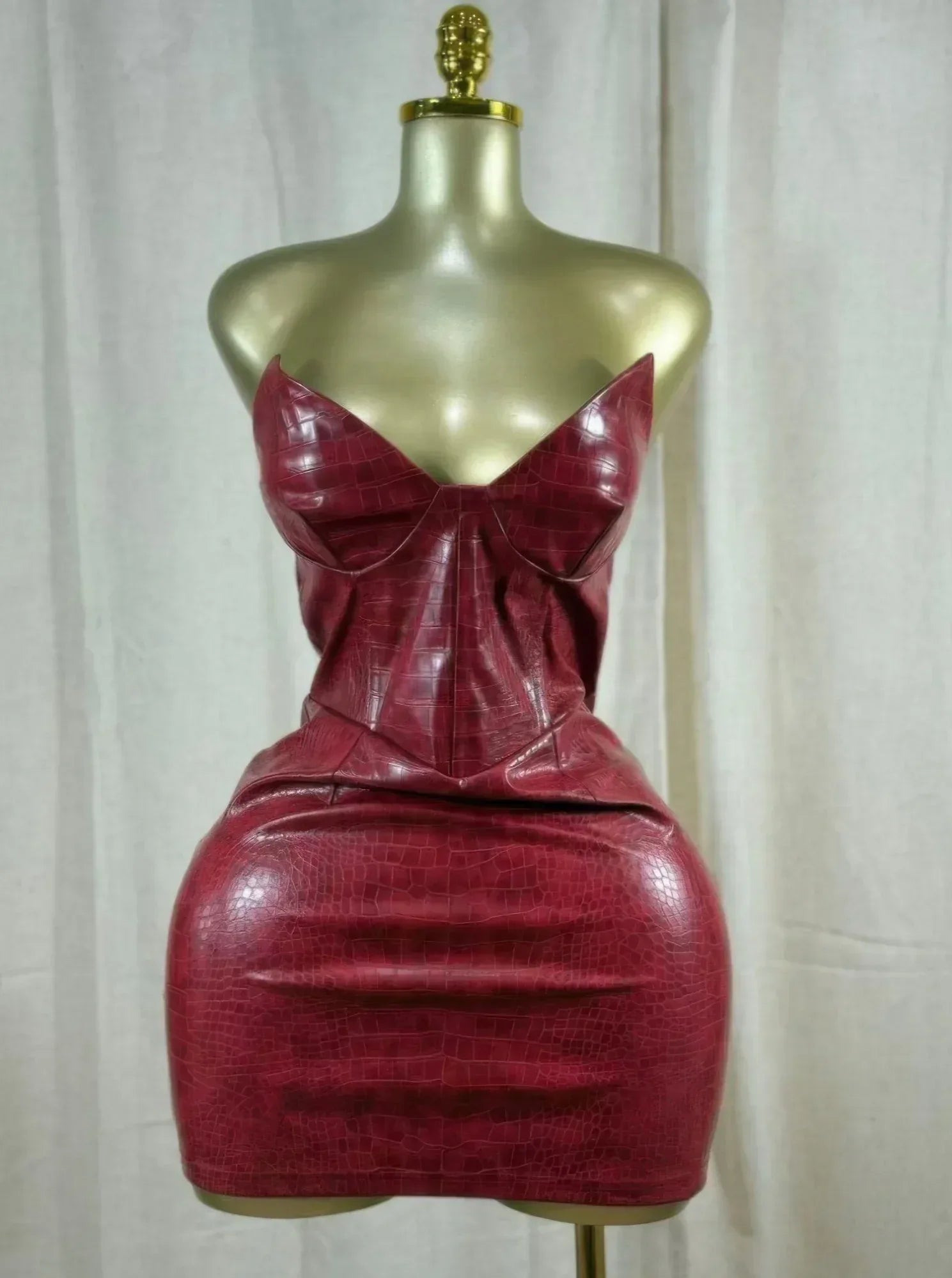 Bordeaux Croc Corset Mini Dress | Mixtshop LLC