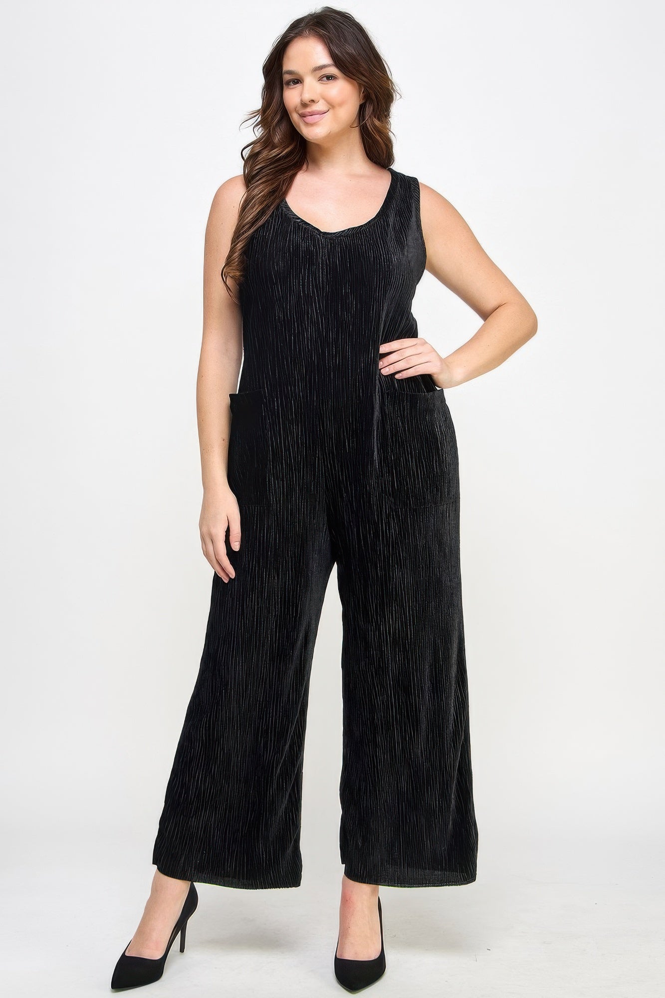 Velvet Plisse Overall Jumpsuit Secondary image