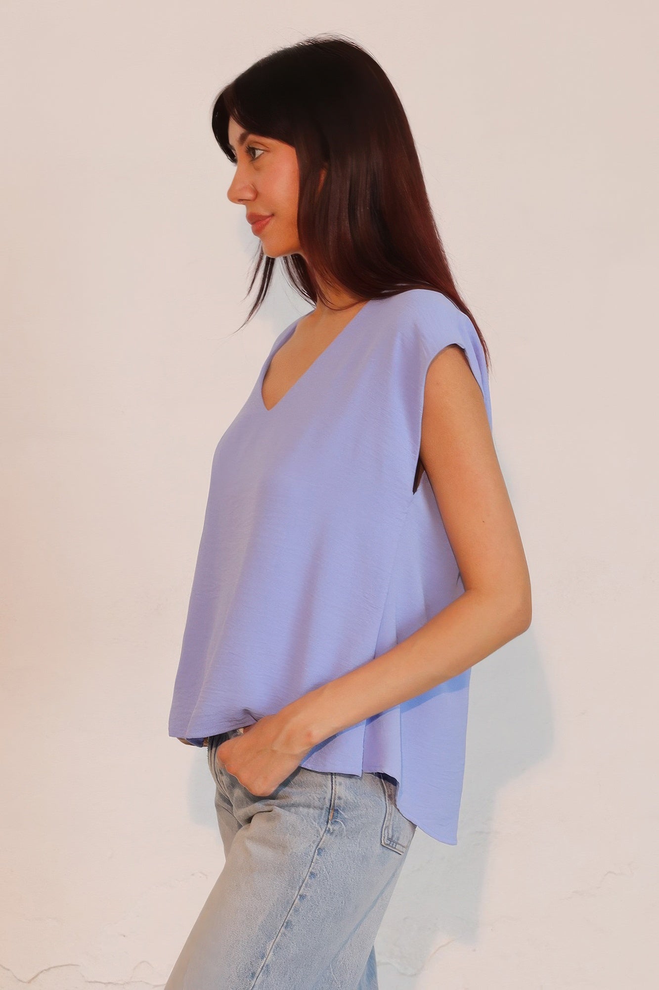 Matte Crepe Low Back Loose Top Secondary image