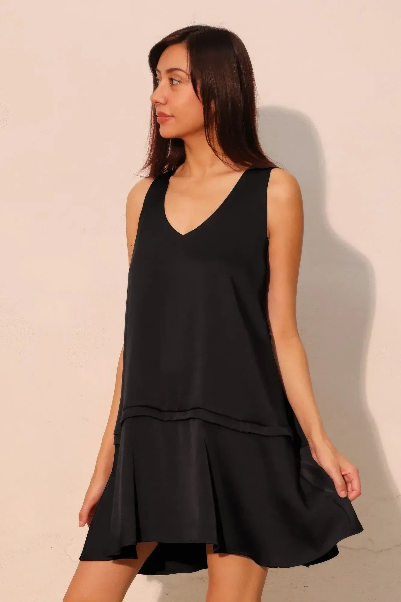 Washed Poly Silk Band Swing Dress | Mixtshop LLC