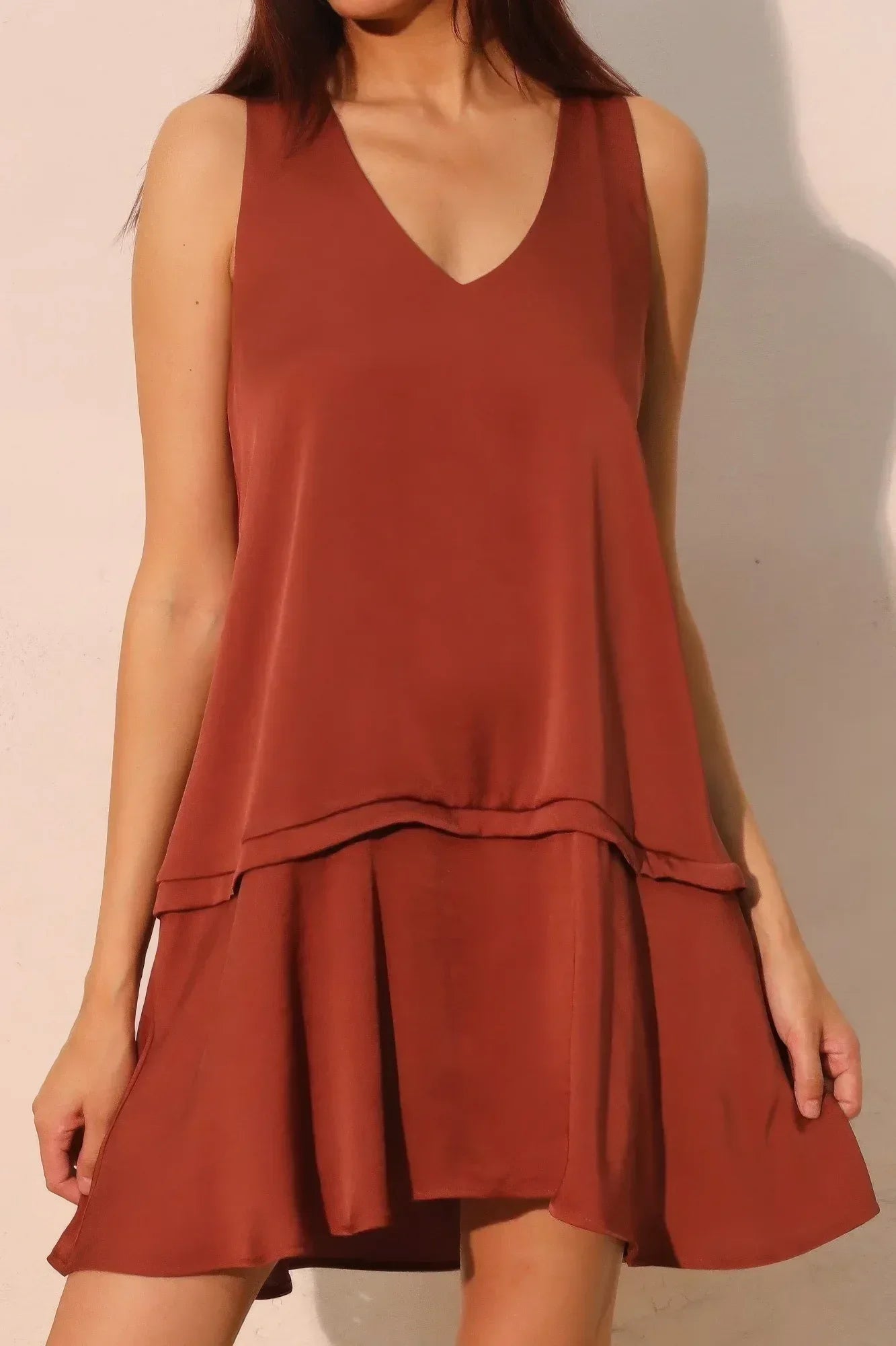 Washed Poly Silk Band Swing Dress | Mixtshop LLC