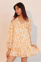 Simple Leopard Dress With Ruffle Cuff | Mixtshop LLC