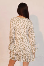 Simple Leopard Dress With Ruffle Cuff | Mixtshop LLC