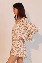 Simple Leopard Dress With Ruffle Cuff | Mixtshop LLC