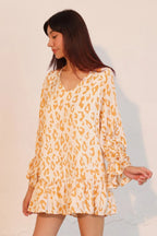 Simple Leopard Dress With Ruffle Cuff | Mixtshop LLC