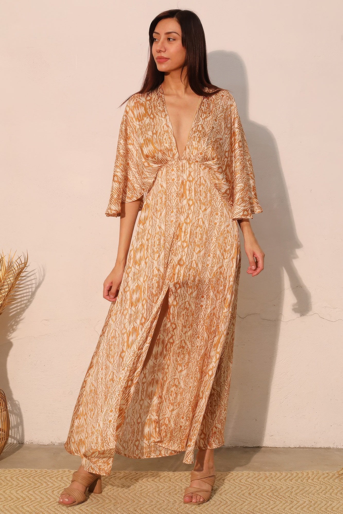 Bohemian Lurex Chiffon Cape Maxi Dress Secondary image