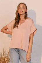Washed Poly Silk V-neck Tee | Mixtshop LLC