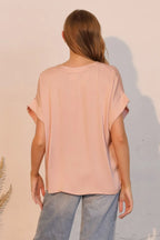 Washed Poly Silk V-neck Tee | Mixtshop LLC