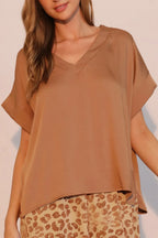 Washed Poly Silk V-neck Tee | Mixtshop LLC