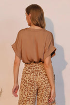 Washed Poly Silk V-neck Tee | Mixtshop LLC