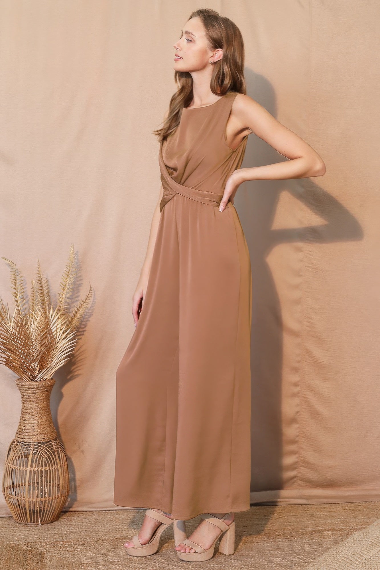 Washed Poly Silk Twist Front Jumpsuit Secondary image