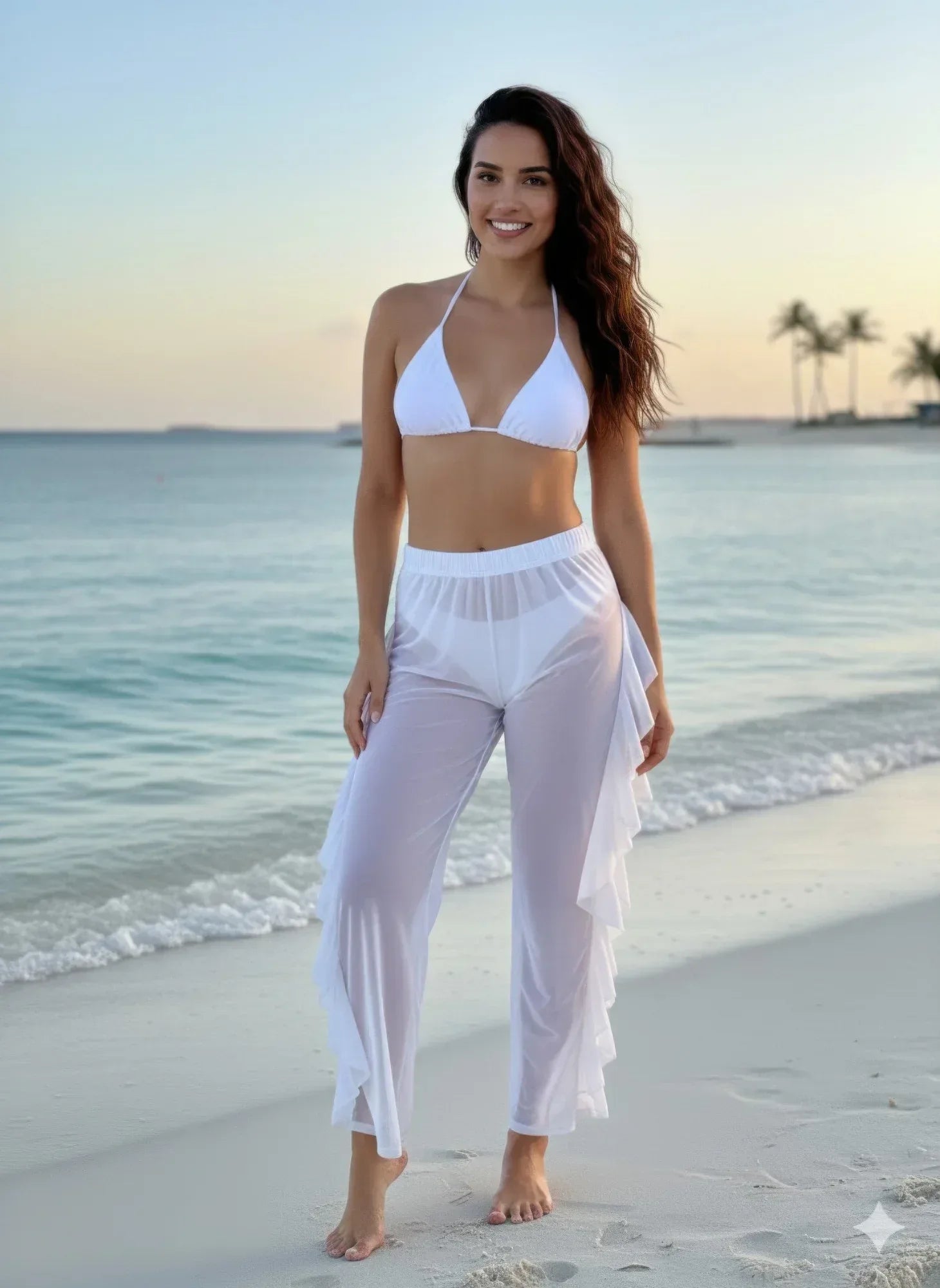 Black Sheer Ruffle Beach Pants | Mixtshop LLC