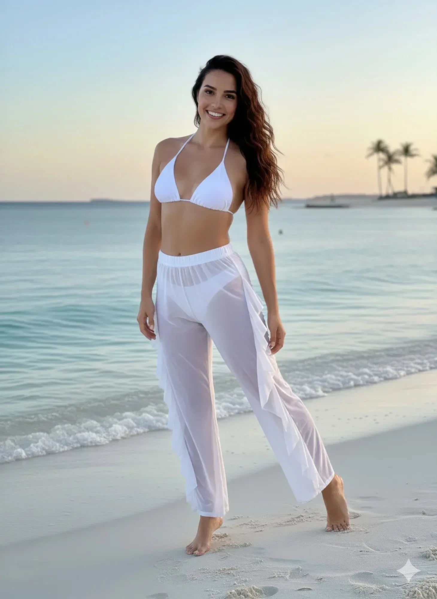 Black Sheer Ruffle Beach Pants | Mixtshop LLC