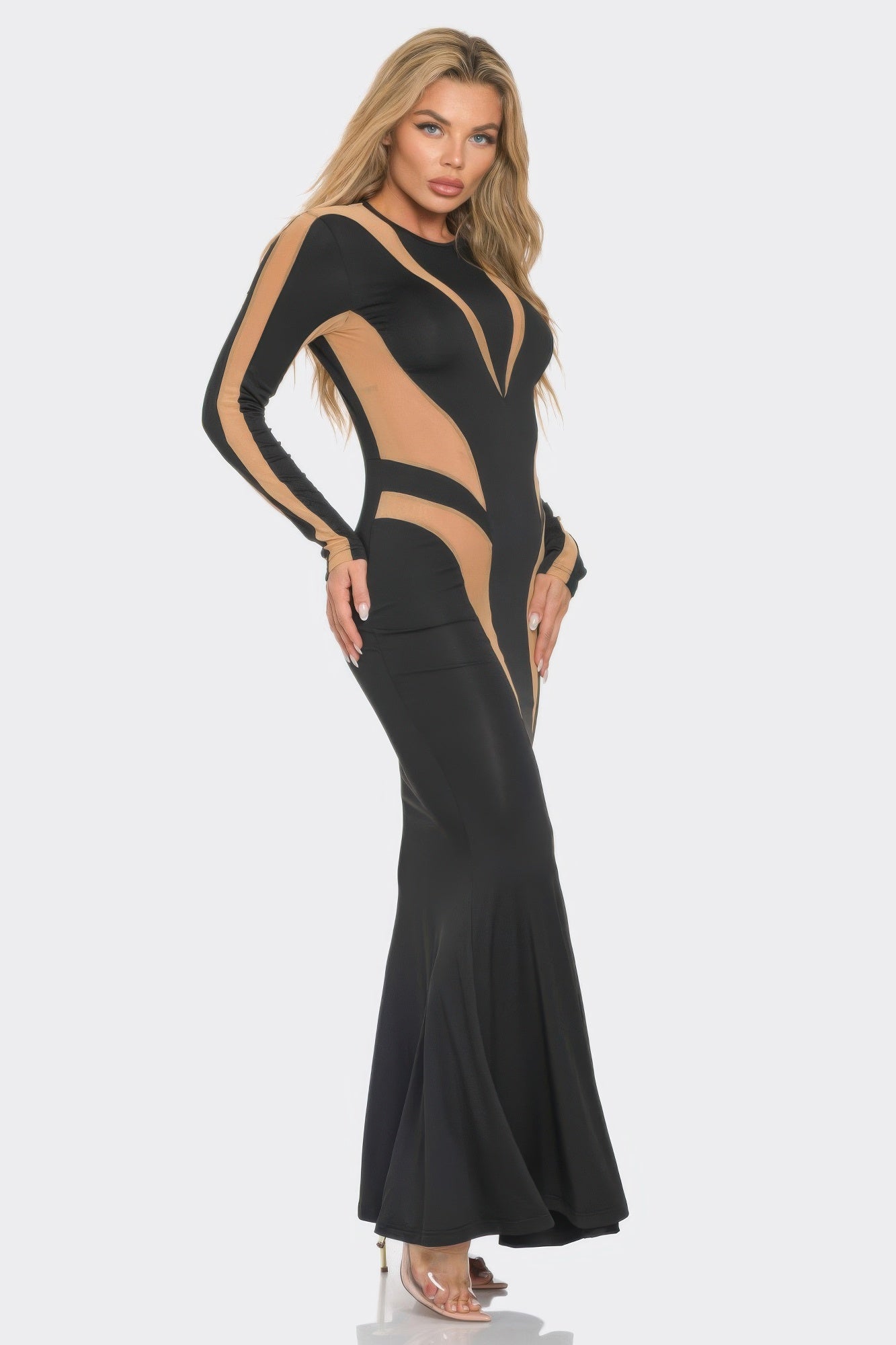 Mesh Cut Out Detail Maxi Dress Secondary image