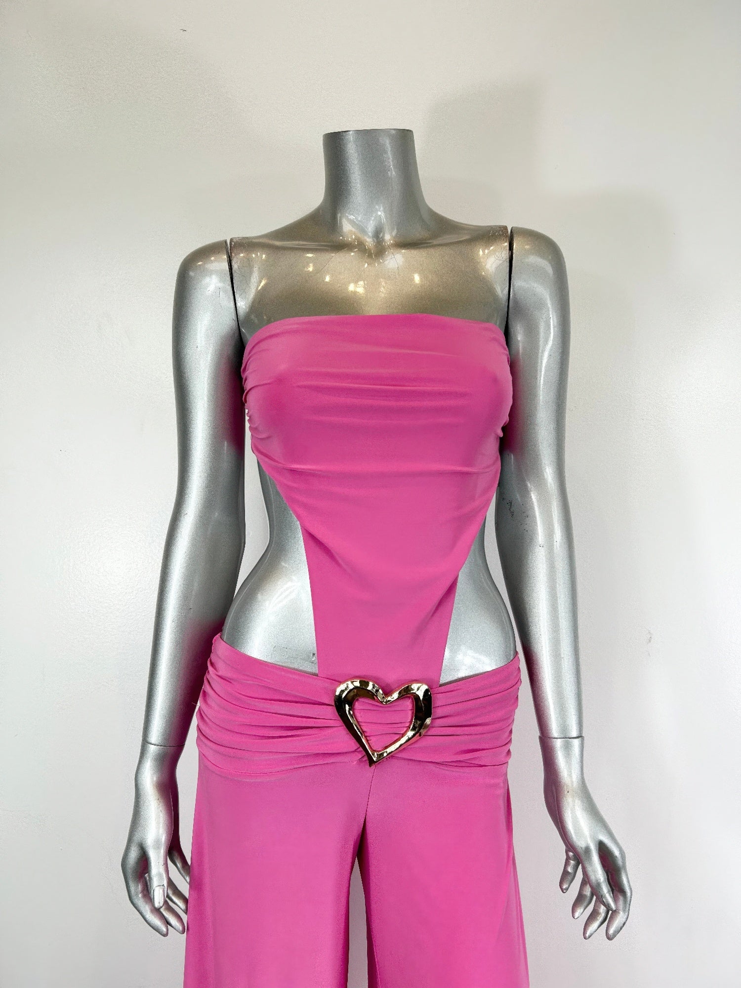 Side Cutouts Gold Heart-shaped Wide-leg Jumpsuit Secondary image