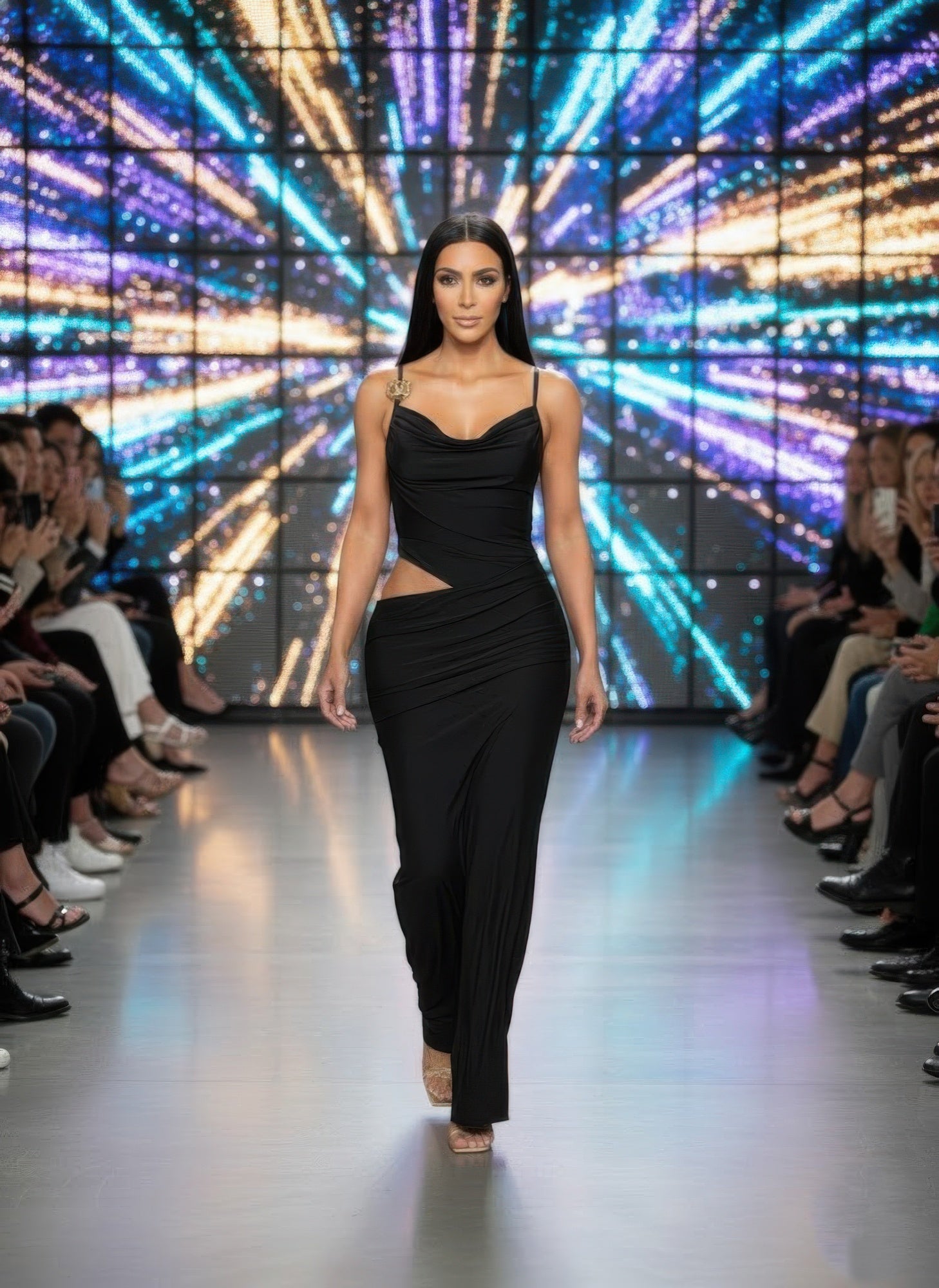 A Cowl Neckline Two-piece Illusion Maxi Secondary image