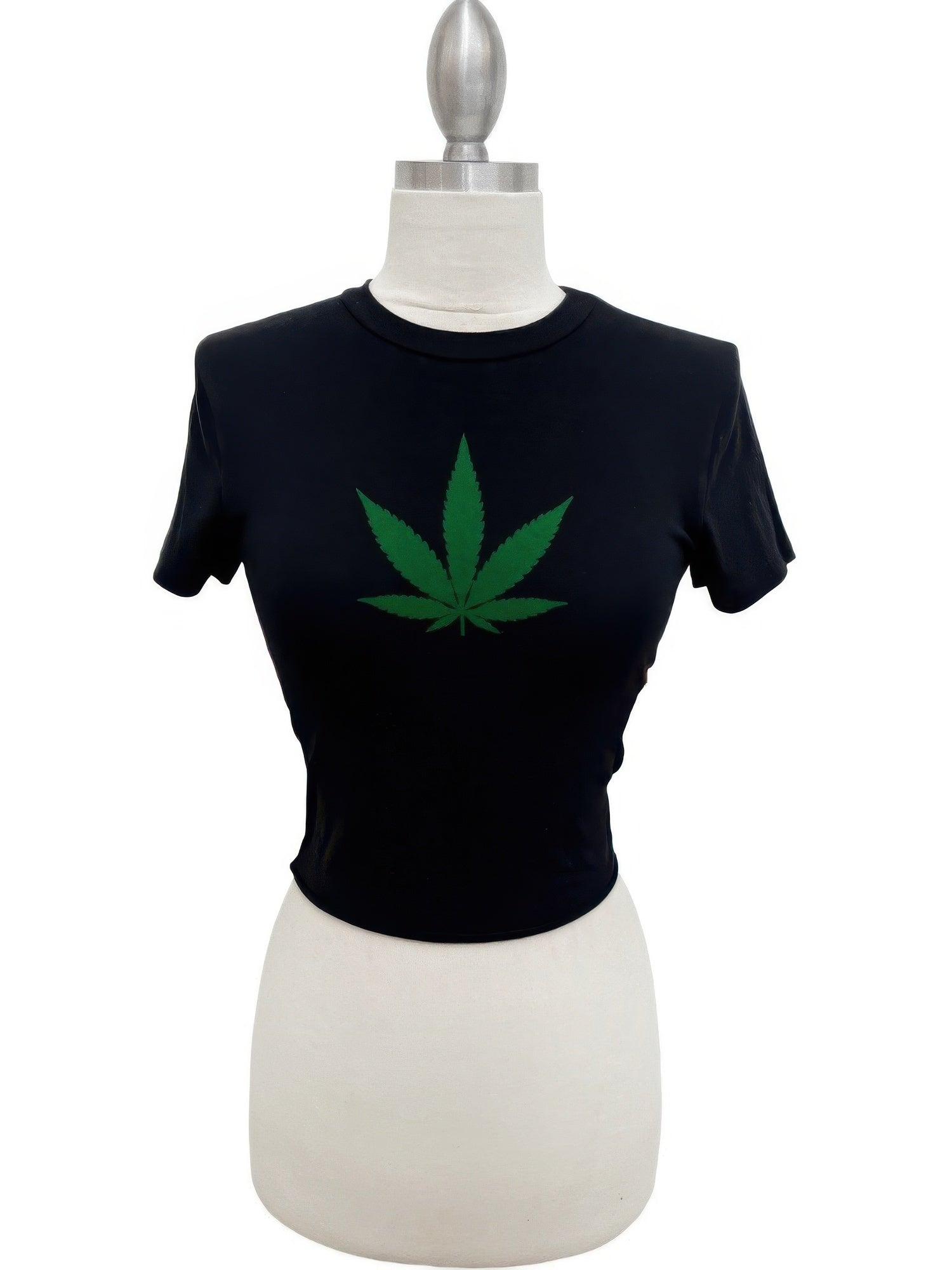 Cannabis Leaf Graphic Crop Tee Secondary image