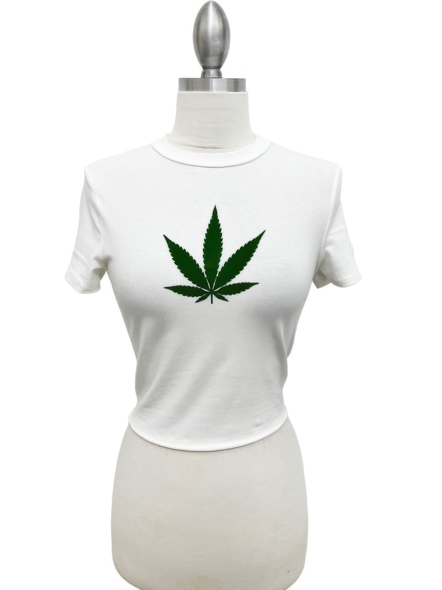 Cannabis Leaf Graphic Crop Tee Secondary image