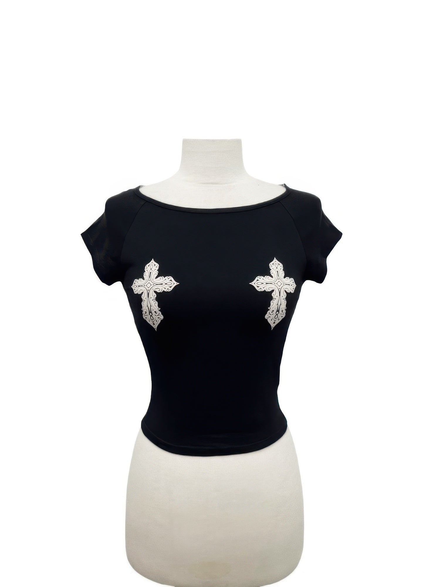Cross Patch Detail Fitted Crop Top Secondary image